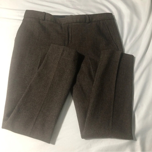 Banana Republic Reegan Wool Blend  Trousers Brown Herringbone pockets - Picture 1 of 12